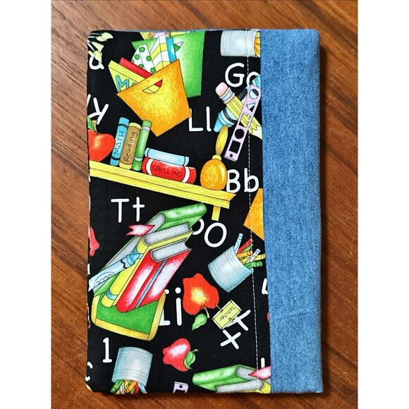 Handmade School Themed Fabric Notebook Pad Cover 6"x 9.5" - Picture 3 of 3